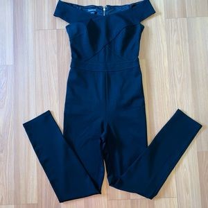 Bebe black off the shoulder jumpsuit